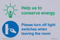 CC10729: Help us to conserve energy - Turn off light switches when leaving the room