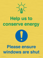 CC10733: Help us to conserve energy - Ensure windows are shut