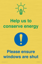 CC10733: Help us to conserve energy - Ensure windows are shut