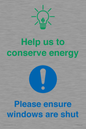 CC10733: Help us to conserve energy - Ensure windows are shut