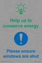 CC10733: Help us to conserve energy - Ensure windows are shut