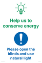 CC10736: Help us to conserve energy - Open the blinds and use natural light