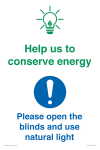 CC10736: Help us to conserve energy - Open the blinds and use natural light