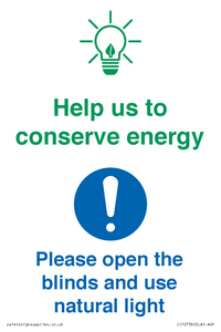 CC10736: Help us to conserve energy - Open the blinds and use natural light