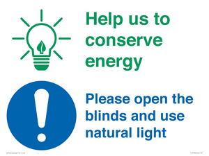 CC10736: Help us to conserve energy - Open the blinds and use natural light