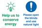 CC10736: Help us to conserve energy - Open the blinds and use natural light