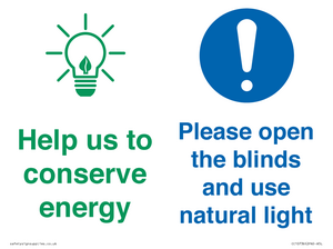 CC10736: Help us to conserve energy - Open the blinds and use natural light