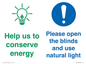 CC10736: Help us to conserve energy - Open the blinds and use natural light