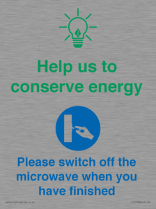 CC10738: Help us to conserve energy - Switch off the microwave when you have finished