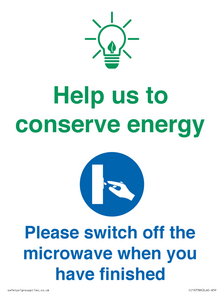 CC10738: Help us to conserve energy - Switch off the microwave when you have finished