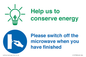 CC10738: Help us to conserve energy - Switch off the microwave when you have finished