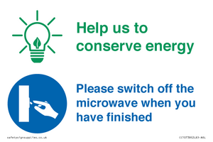 CC10738: Help us to conserve energy - Switch off the microwave when you have finished