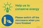 CC10738: Help us to conserve energy - Switch off the microwave when you have finished