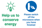 CC10738: Help us to conserve energy - Switch off the microwave when you have finished