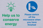 CC10738: Help us to conserve energy - Switch off the microwave when you have finished