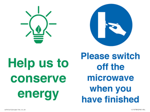 CC10738: Help us to conserve energy - Switch off the microwave when you have finished