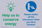 CC10738: Help us to conserve energy - Switch off the microwave when you have finished