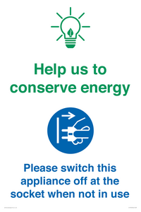 CC10740: Help us to conserve energy - Unplug the kettle when finished