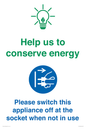 CC10740: Help us to conserve energy - Unplug the kettle when finished