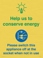 CC10740: Help us to conserve energy - Unplug the kettle when finished