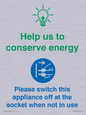 CC10740: Help us to conserve energy - Unplug the kettle when finished