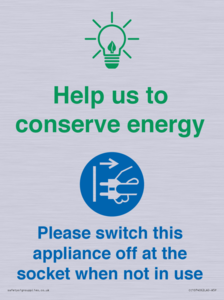 CC10740: Help us to conserve energy - Unplug the kettle when finished