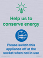 CC10740: Help us to conserve energy - Unplug the kettle when finished