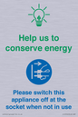 CC10740: Help us to conserve energy - Unplug the kettle when finished