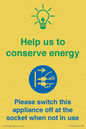 CC10740: Help us to conserve energy - Unplug the kettle when finished