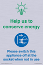 CC10740: Help us to conserve energy - Unplug the kettle when finished