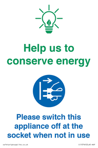 CC10740: Help us to conserve energy - Unplug the kettle when finished