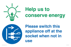CC10740: Help us to conserve energy - Unplug the kettle when finished