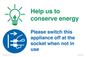 CC10740: Help us to conserve energy - Unplug the kettle when finished
