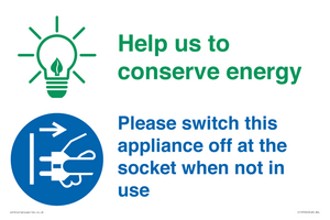 CC10740: Help us to conserve energy - Unplug the kettle when finished