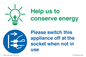 CC10740: Help us to conserve energy - Unplug the kettle when finished