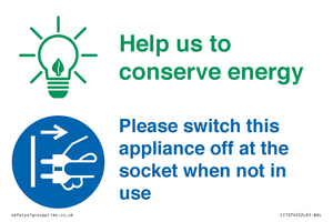 CC10740: Help us to conserve energy - Unplug the kettle when finished