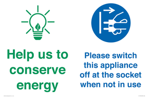CC10740: Help us to conserve energy - Unplug the kettle when finished