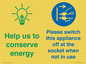 CC10740: Help us to conserve energy - Unplug the kettle when finished