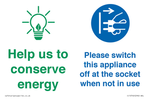 CC10740: Help us to conserve energy - Unplug the kettle when finished