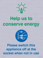 CC10746: Help us to conserve energy - Switch this appliance off at the socket when not in use