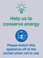 CC10746: Help us to conserve energy - Switch this appliance off at the socket when not in use