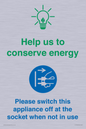 CC10746: Help us to conserve energy - Switch this appliance off at the socket when not in use