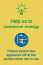 CC10746: Help us to conserve energy - Switch this appliance off at the socket when not in use