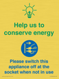 CC10746: Help us to conserve energy - Switch this appliance off at the socket when not in use