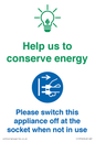 CC10746: Help us to conserve energy - Switch this appliance off at the socket when not in use