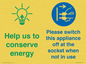 CC10746: Help us to conserve energy - Switch this appliance off at the socket when not in use