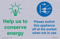 CC10746: Help us to conserve energy - Switch this appliance off at the socket when not in use