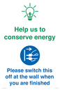 CC10748: Help us to conserve energy - Switch this off at the wall when you are finished