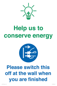 CC10748: Help us to conserve energy - Switch this off at the wall when you are finished