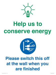 CC10748: Help us to conserve energy - Switch this off at the wall when you are finished